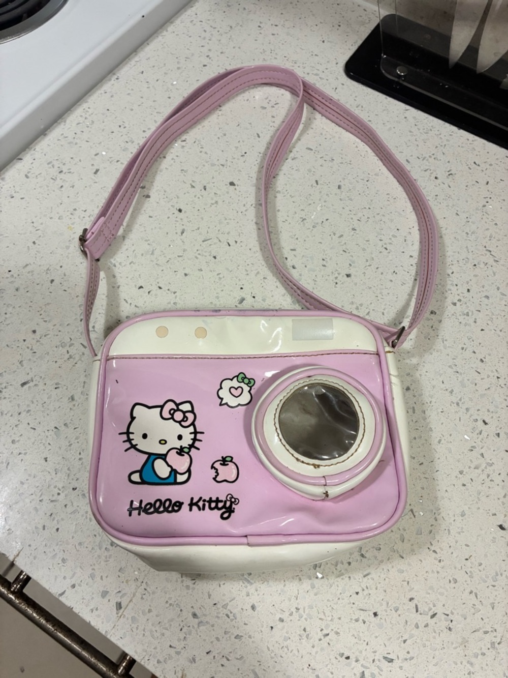 Hello Kitty Pink and White Camera Crossbody Purse